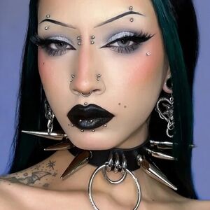 Black Metallic Gothic Spike Choker Necklace - Women's Alternative Jewelry